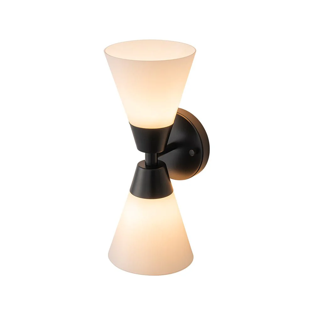 Mid-Century 2-Light Up Down Opal Glass Cone Wall Sconce - Image 21