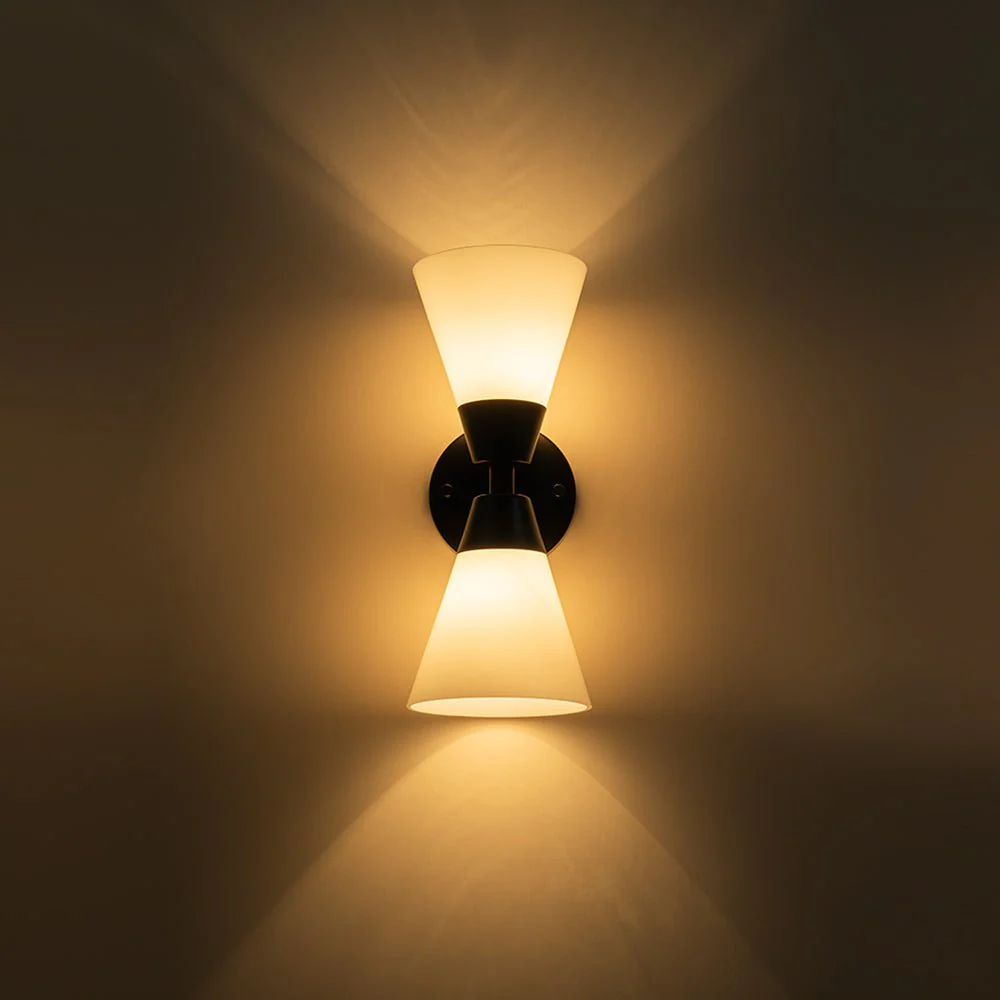 Mid-Century 2-Light Up Down Opal Glass Cone Wall Sconce - Image 22