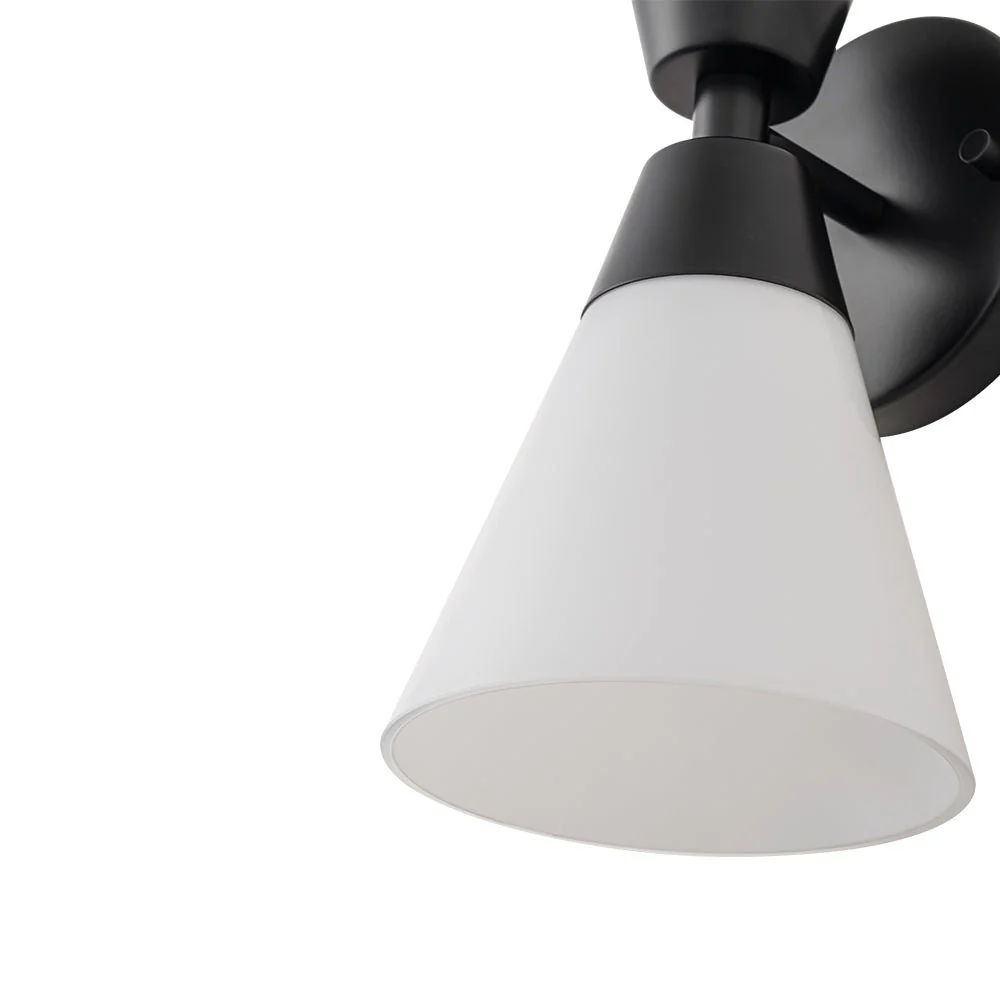 Mid-Century 2-Light Up Down Opal Glass Cone Wall Sconce - Image 24