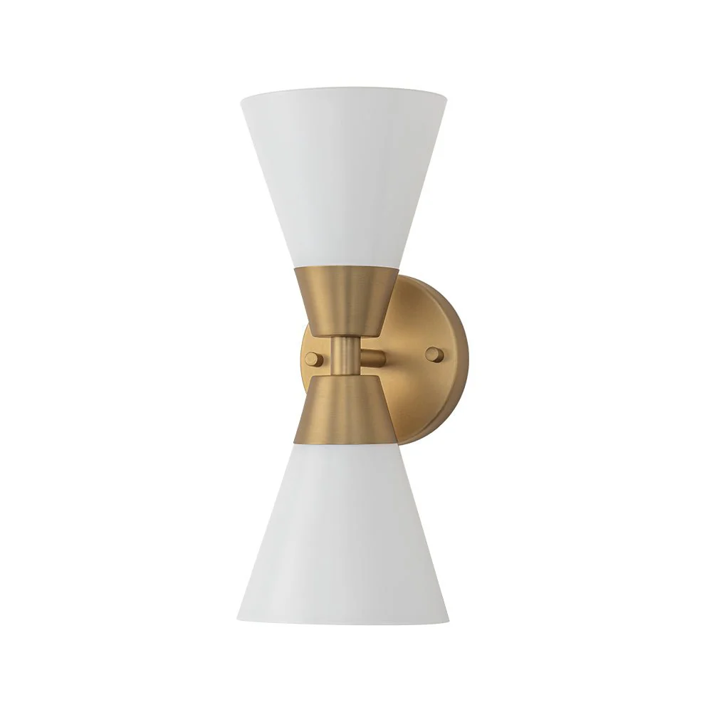 Mid-Century 2-Light Up Down Opal Glass Cone Wall Sconce - Image 5