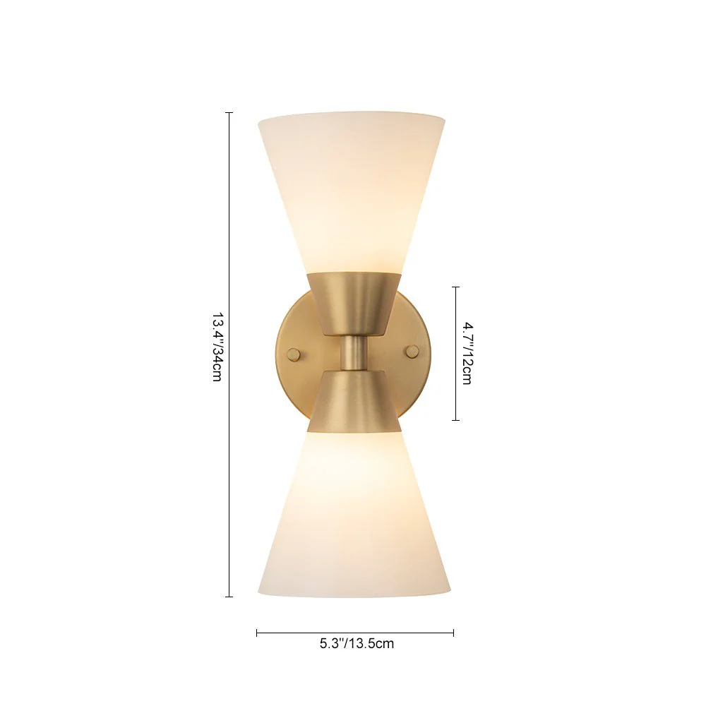 Mid-Century 2-Light Up Down Opal Glass Cone Wall Sconce - Image 8