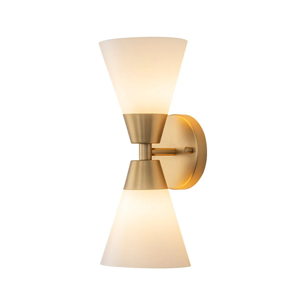 Mid-Century 2-Light Up Down Opal Glass Cone Wall Sconce - Image 9
