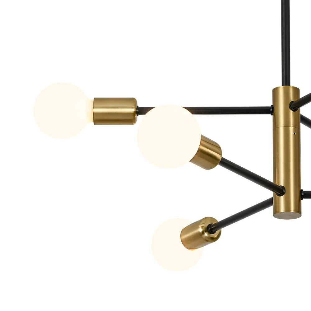 Mid-century 6-Light Black Brass Tiered Sputnik Chandelier - Image 10