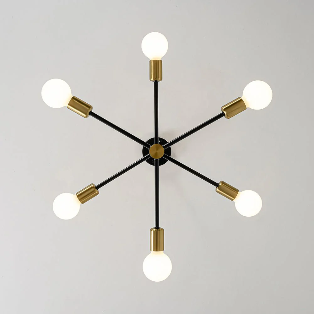 Mid-century 6-Light Black Brass Tiered Sputnik Chandelier - Image 13