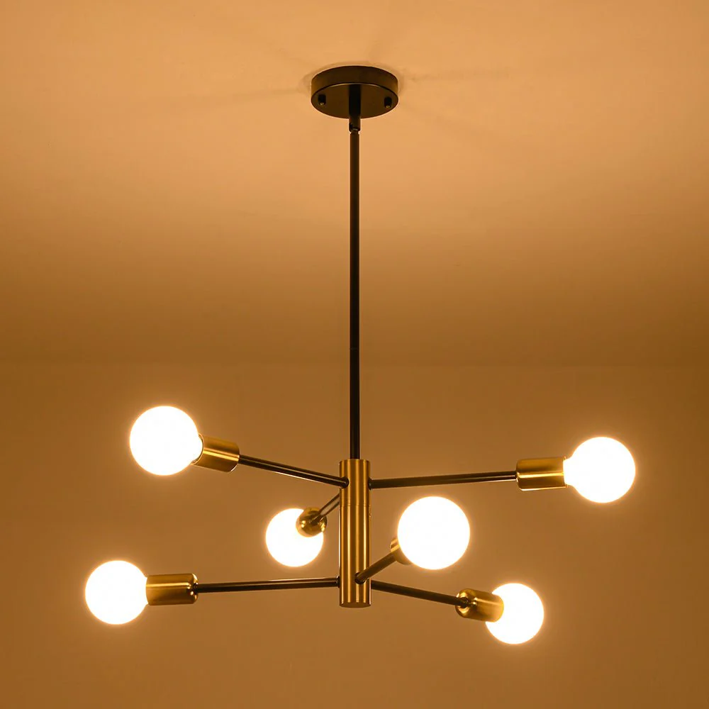 Mid-century 6-Light Black Brass Tiered Sputnik Chandelier - Image 15