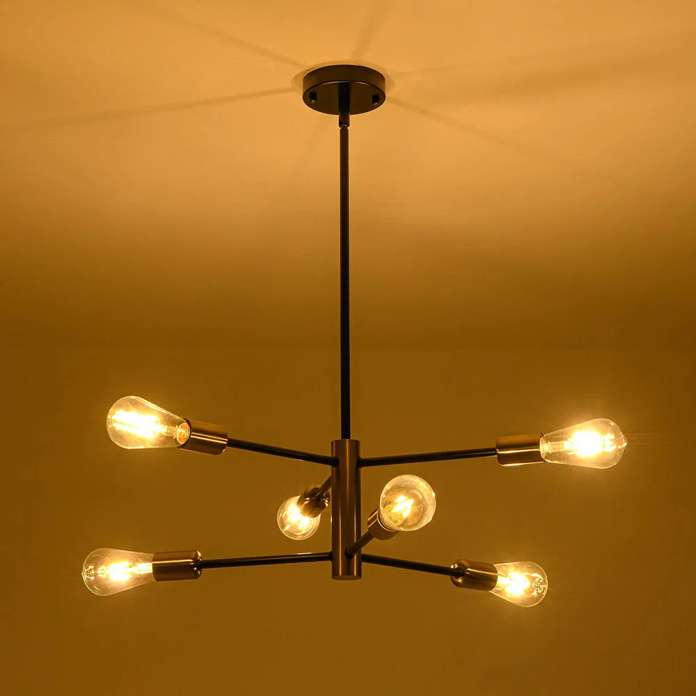 Mid-century 6-Light Black Brass Tiered Sputnik Chandelier - Image 17