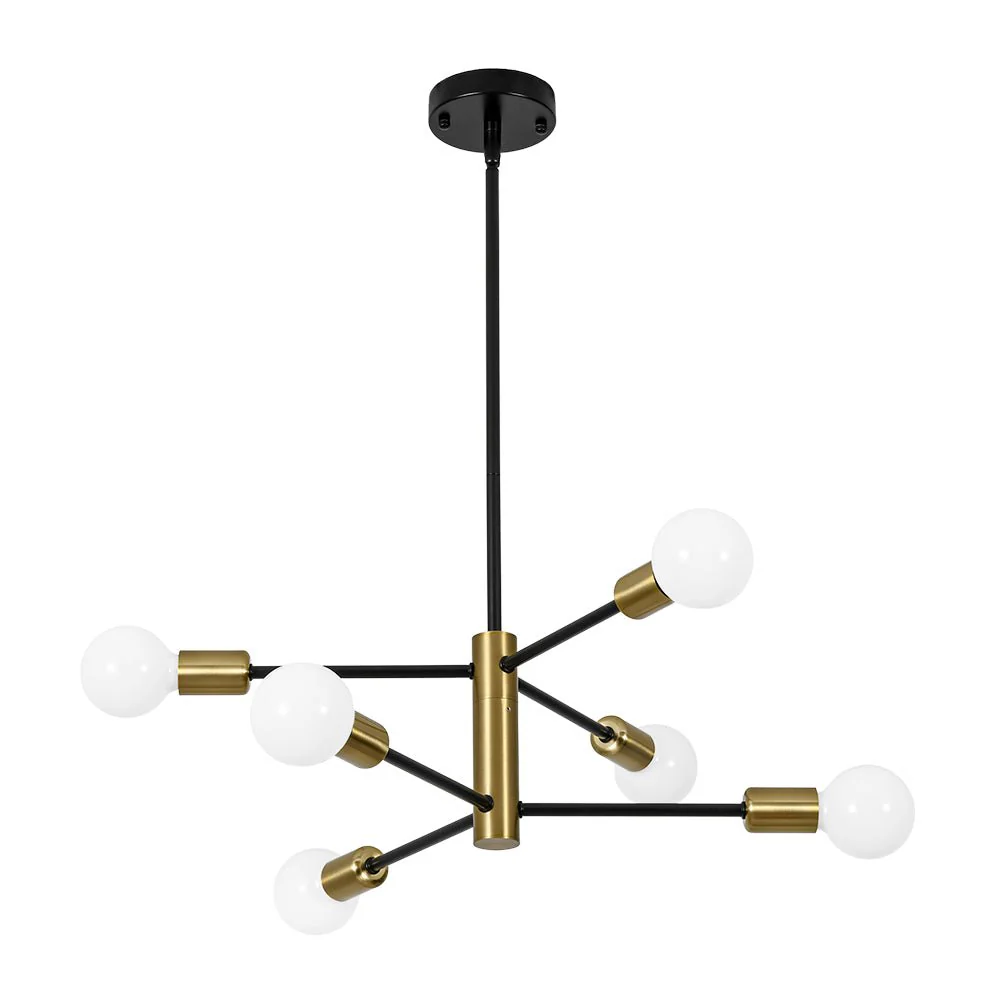 Mid-century 6-Light Black Brass Tiered Sputnik Chandelier - Image 2