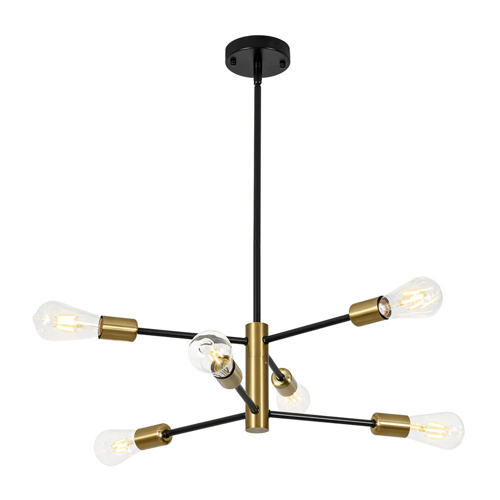 Mid-century 6-Light Black Brass Tiered Sputnik Chandelier - Image 6
