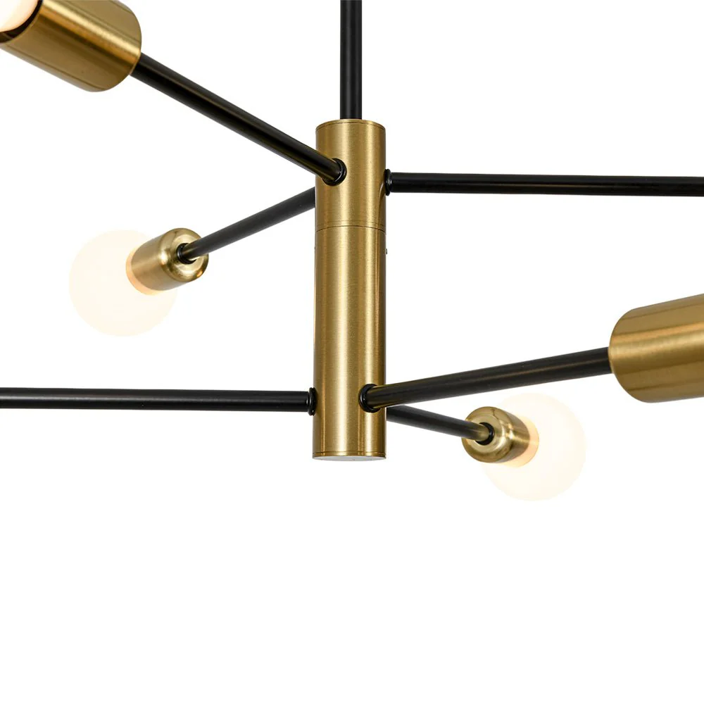 Mid-century 6-Light Black Brass Tiered Sputnik Chandelier - Image 9