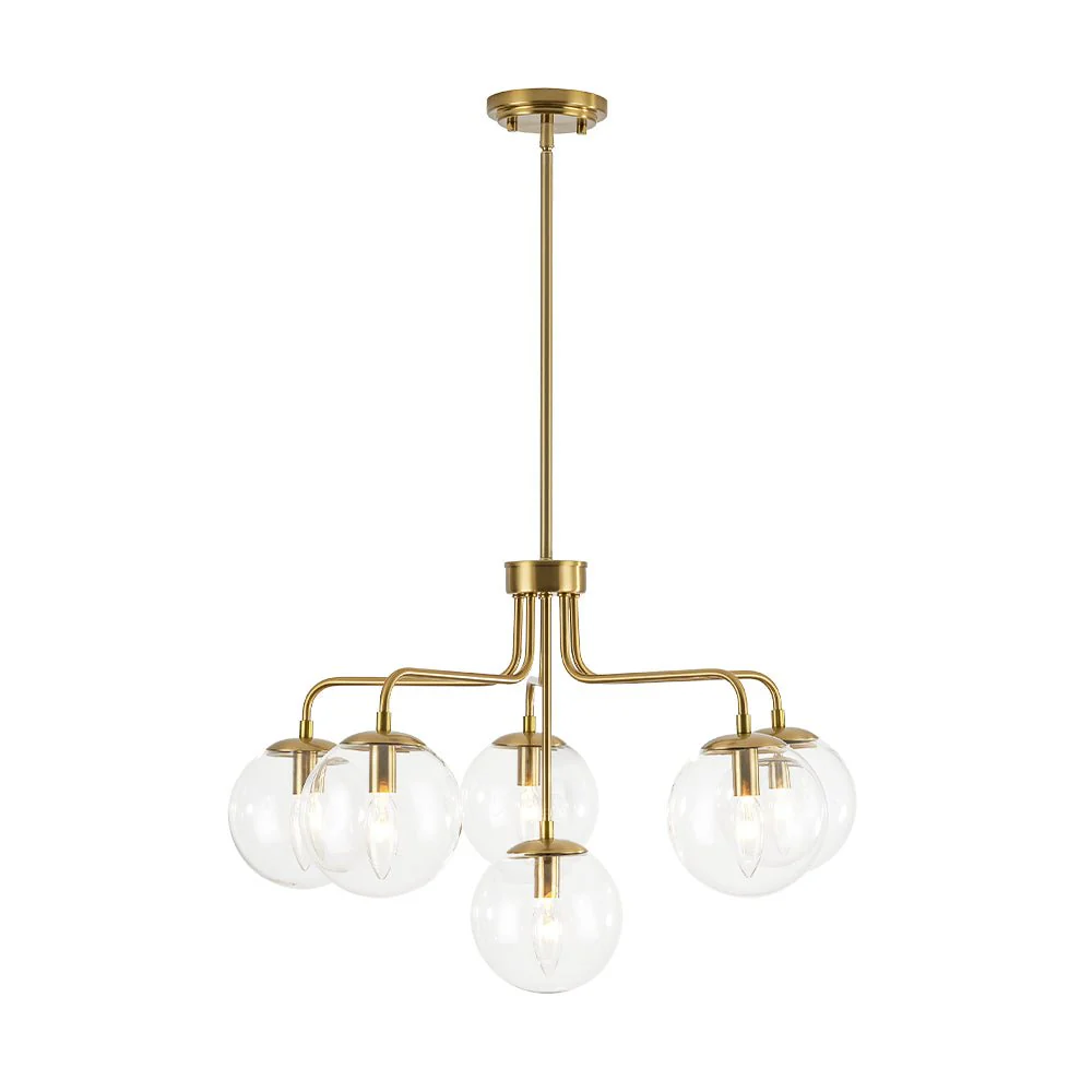 Mid-Century 6-Light Glass Bubble Sputnik Semi Flush Chandelier - Image 10