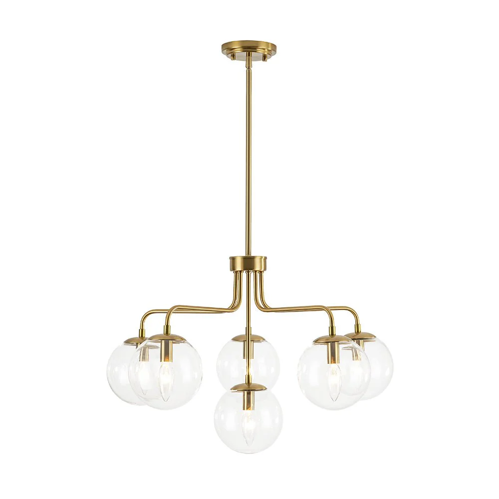 Mid-Century 6-Light Glass Bubble Sputnik Semi Flush Chandelier - Image 11