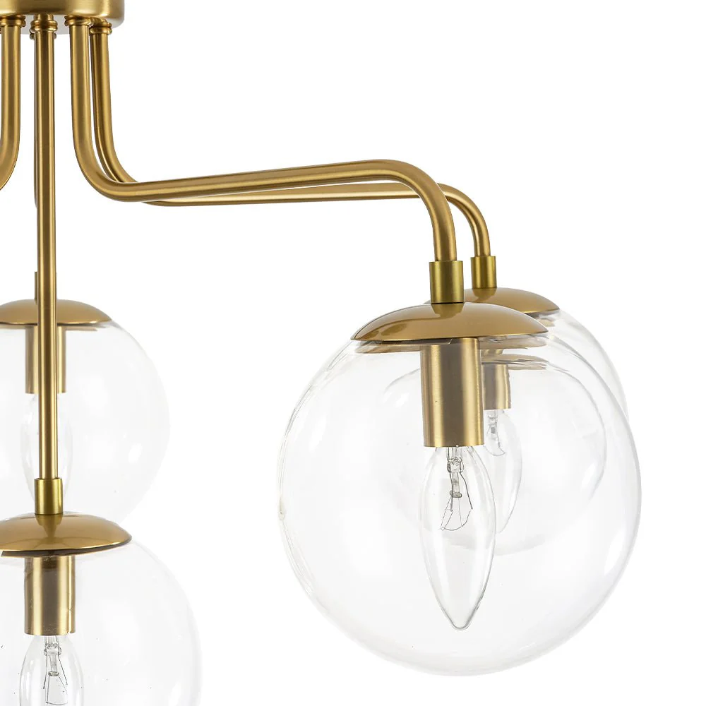 Mid-Century 6-Light Glass Bubble Sputnik Semi Flush Chandelier - Image 12