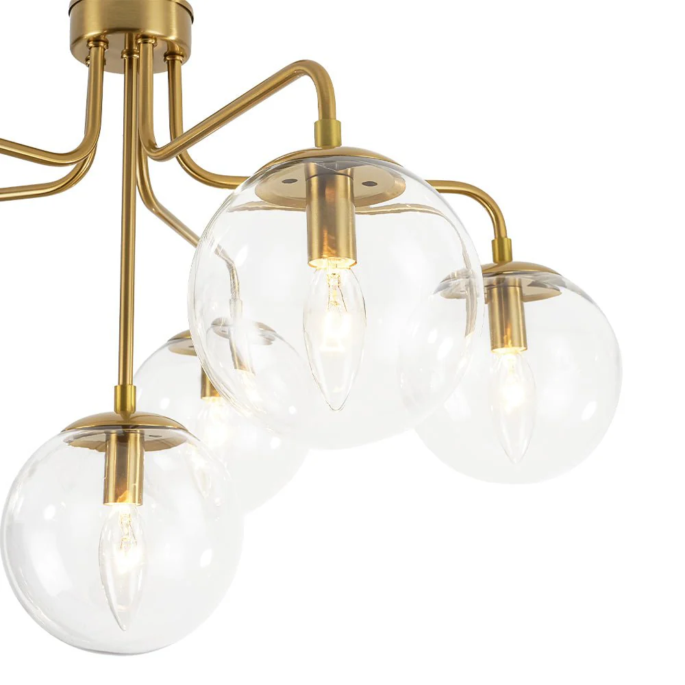 Mid-Century 6-Light Glass Bubble Sputnik Semi Flush Chandelier - Image 13