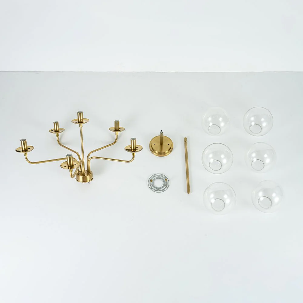 Mid-Century 6-Light Glass Bubble Sputnik Semi Flush Chandelier - Image 16