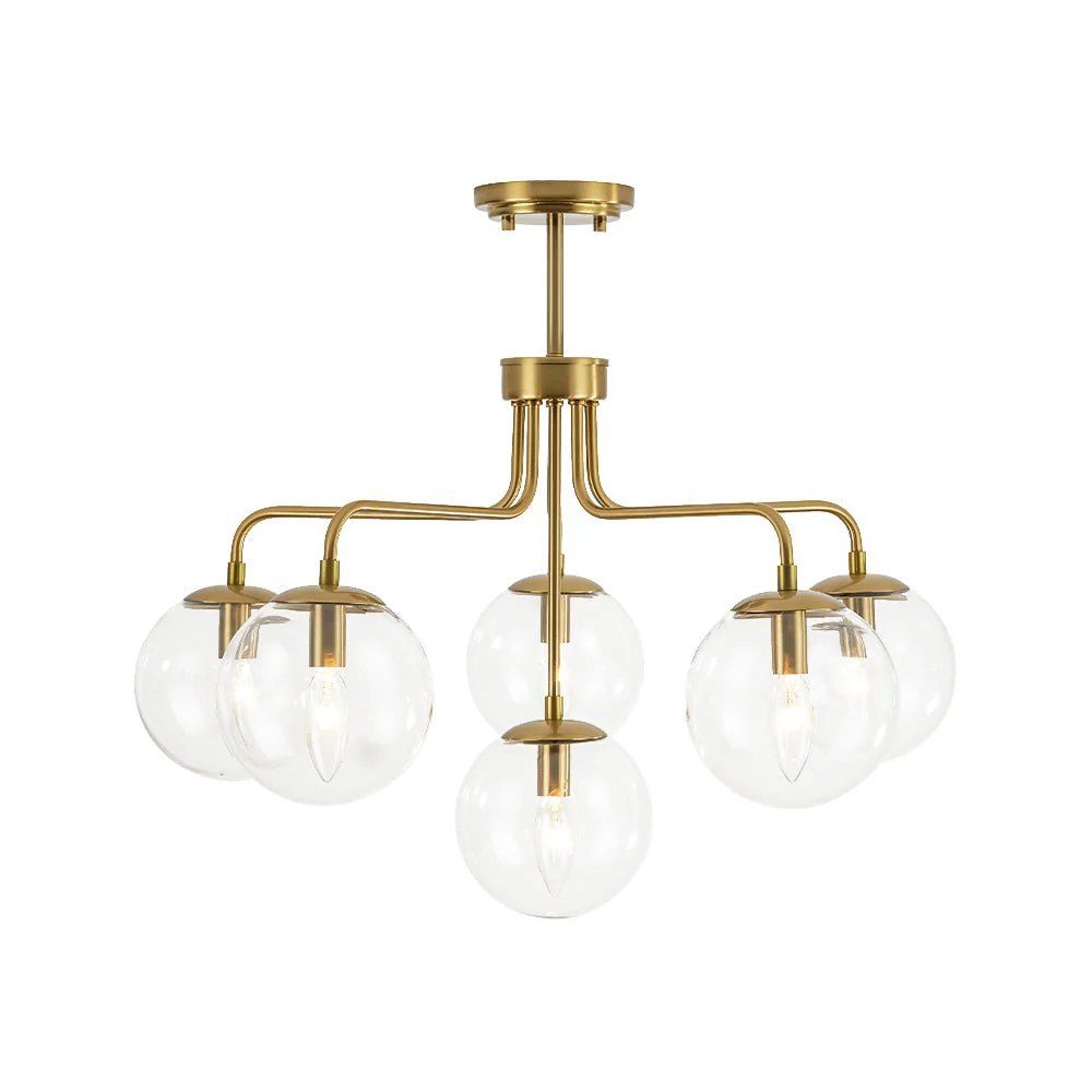 Mid-Century 6-Light Glass Bubble Sputnik Semi Flush Chandelier - Image 3