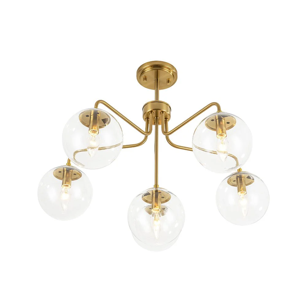 Mid-Century 6-Light Glass Bubble Sputnik Semi Flush Chandelier - Image 8