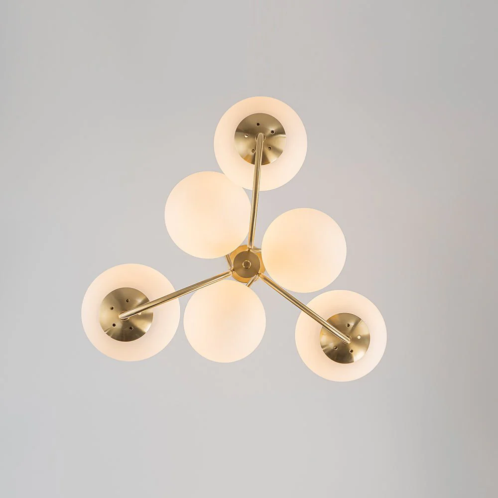 Mid-Century 6-Light Goose Arm Opal Glass Globe Tiered Chandelier - Image 11