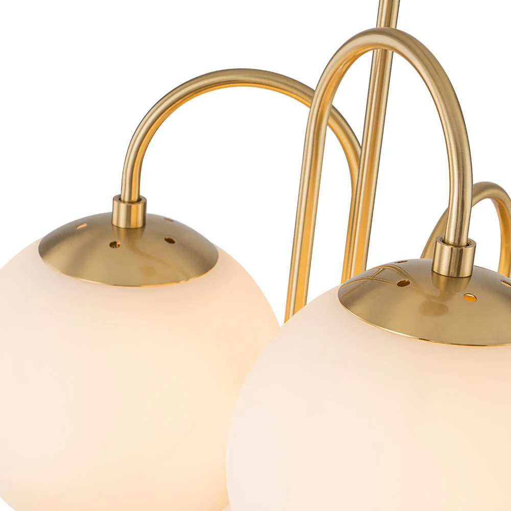 Mid-Century 6-Light Goose Arm Opal Glass Globe Tiered Chandelier - Image 14