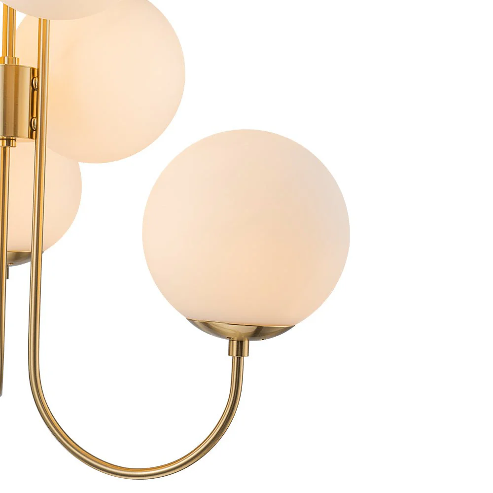 Mid-Century 6-Light Goose Arm Opal Glass Globe Tiered Chandelier - Image 15