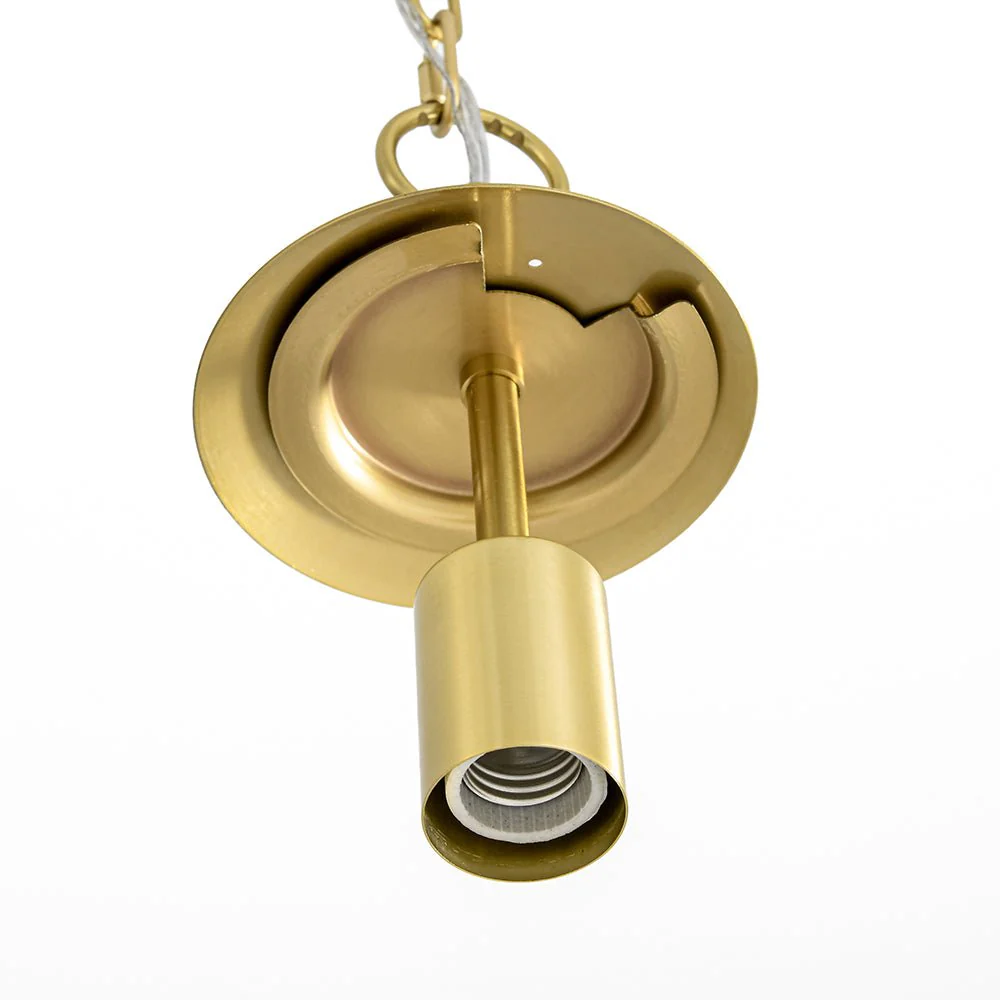 Mid-Century Brass 1-light Clear Reeded Glass Globe Pendant - Image 12