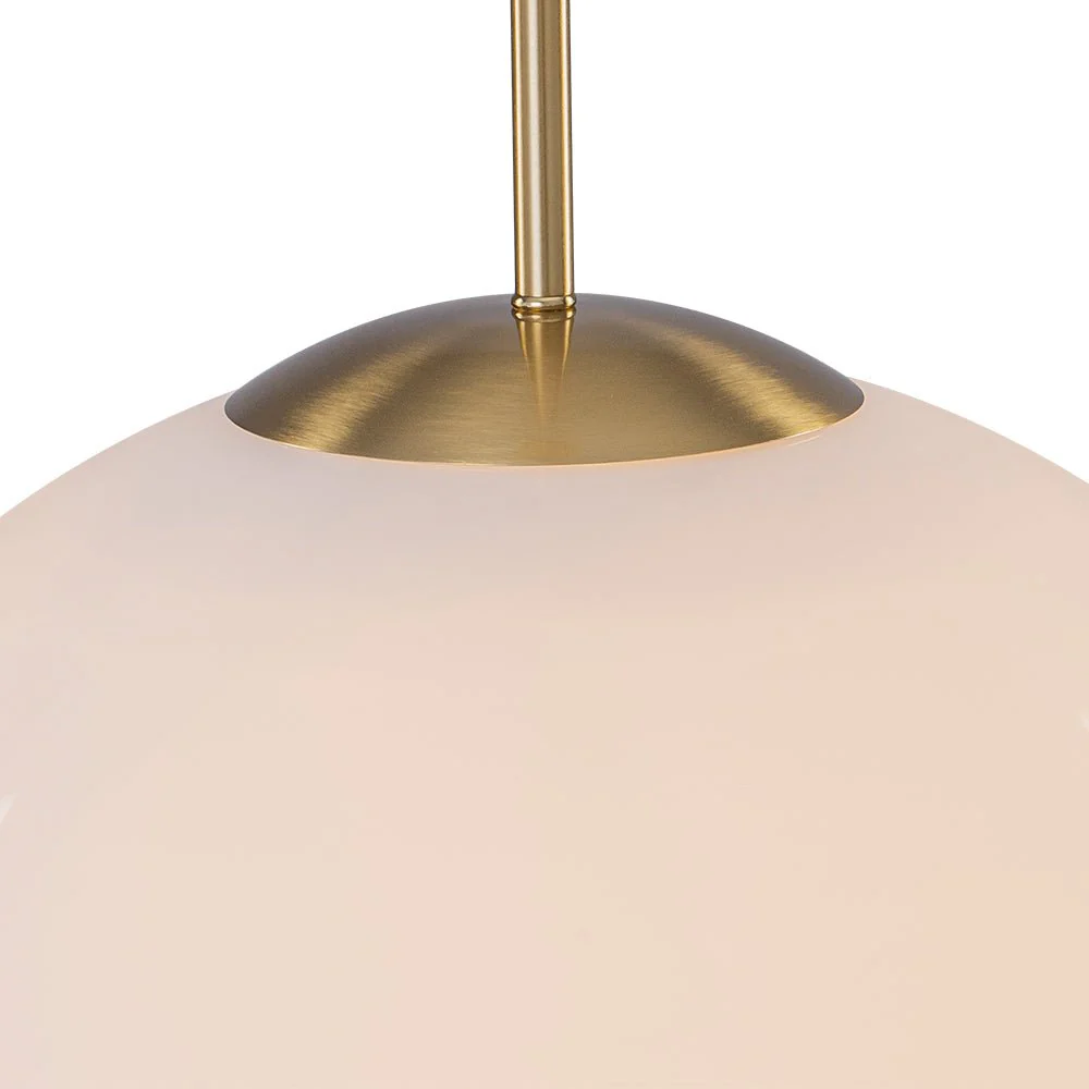 Mid-Century Brass 1-light Shine Opal Glass Globe Pendant - Image 10