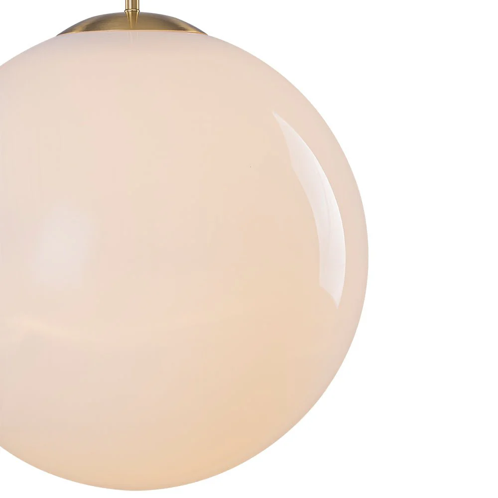 Mid-Century Brass 1-light Shine Opal Glass Globe Pendant - Image 8