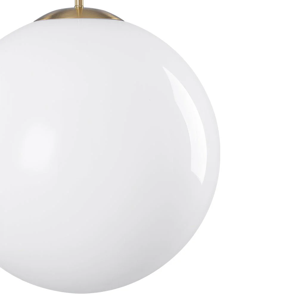 Mid-Century Brass 1-light Shine Opal Glass Globe Pendant - Image 9