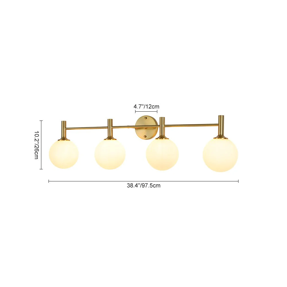 Mid-Century Brass 4-Light Glass Globe Vanity Sconce - Image 10