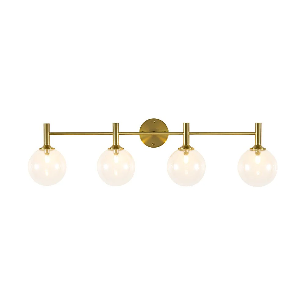 Mid-Century Brass 4-Light Glass Globe Vanity Sconce - Image 11