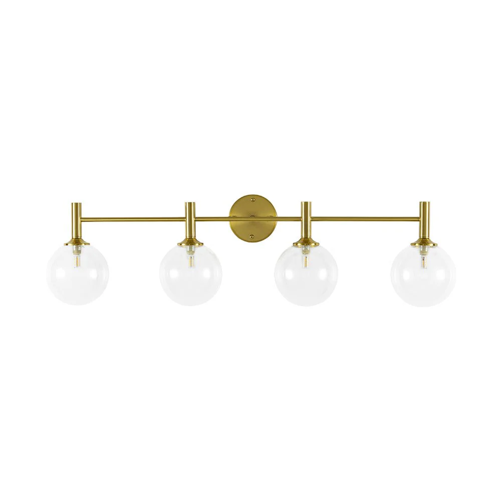 Mid-Century Brass 4-Light Glass Globe Vanity Sconce - Image 12