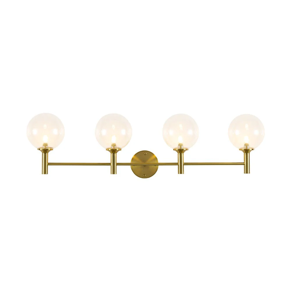 Mid-Century Brass 4-Light Glass Globe Vanity Sconce - Image 13