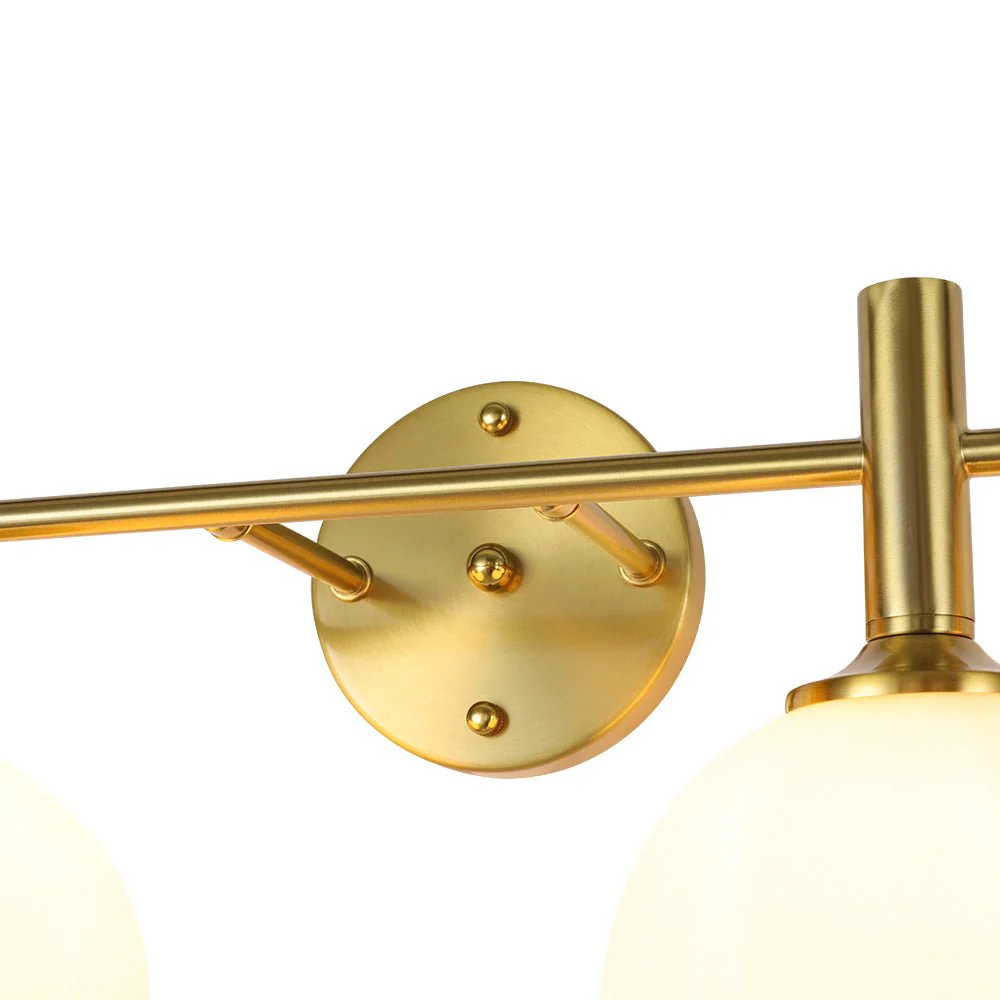 Mid-Century Brass 4-Light Glass Globe Vanity Sconce - Image 14