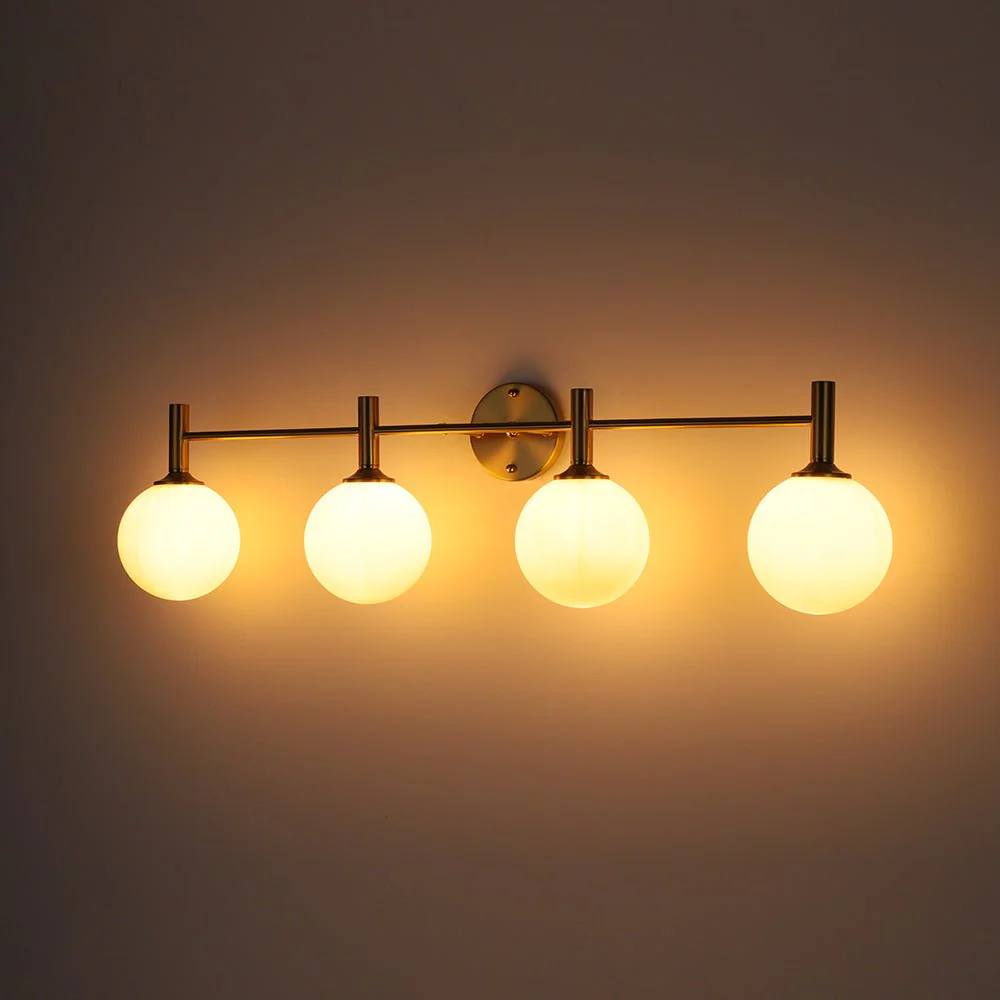 Mid-Century Brass 4-Light Glass Globe Vanity Sconce - Image 20