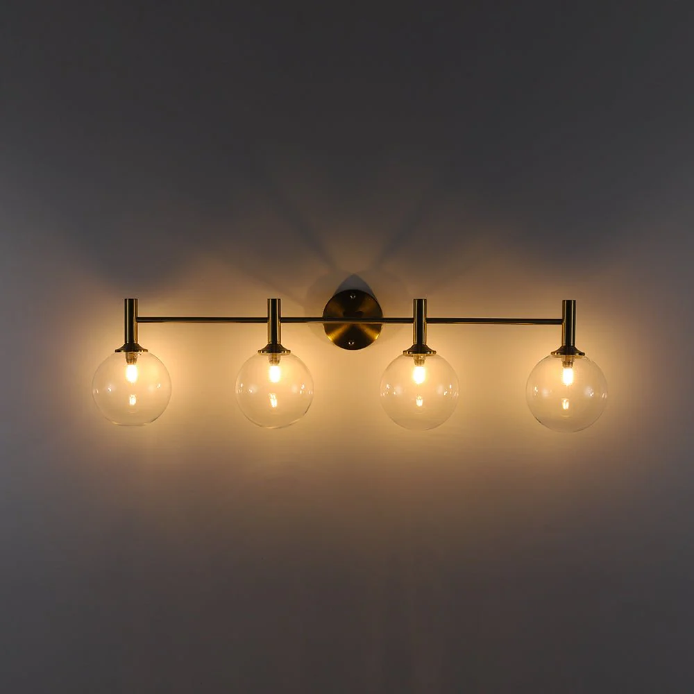 Mid-Century Brass 4-Light Glass Globe Vanity Sconce - Image 21
