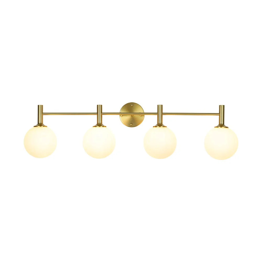 Mid-Century Brass 4-Light Glass Globe Vanity Sconce - Image 6