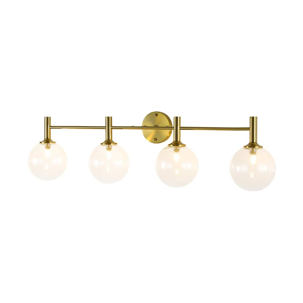 Mid-Century Brass 4-Light Glass Globe Vanity Sconce - Image 9