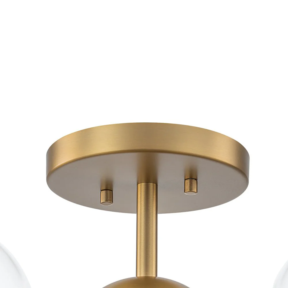 Mid-Century Brass Glass Bubble Tiered Semi Flush Chandelier - Image 13
