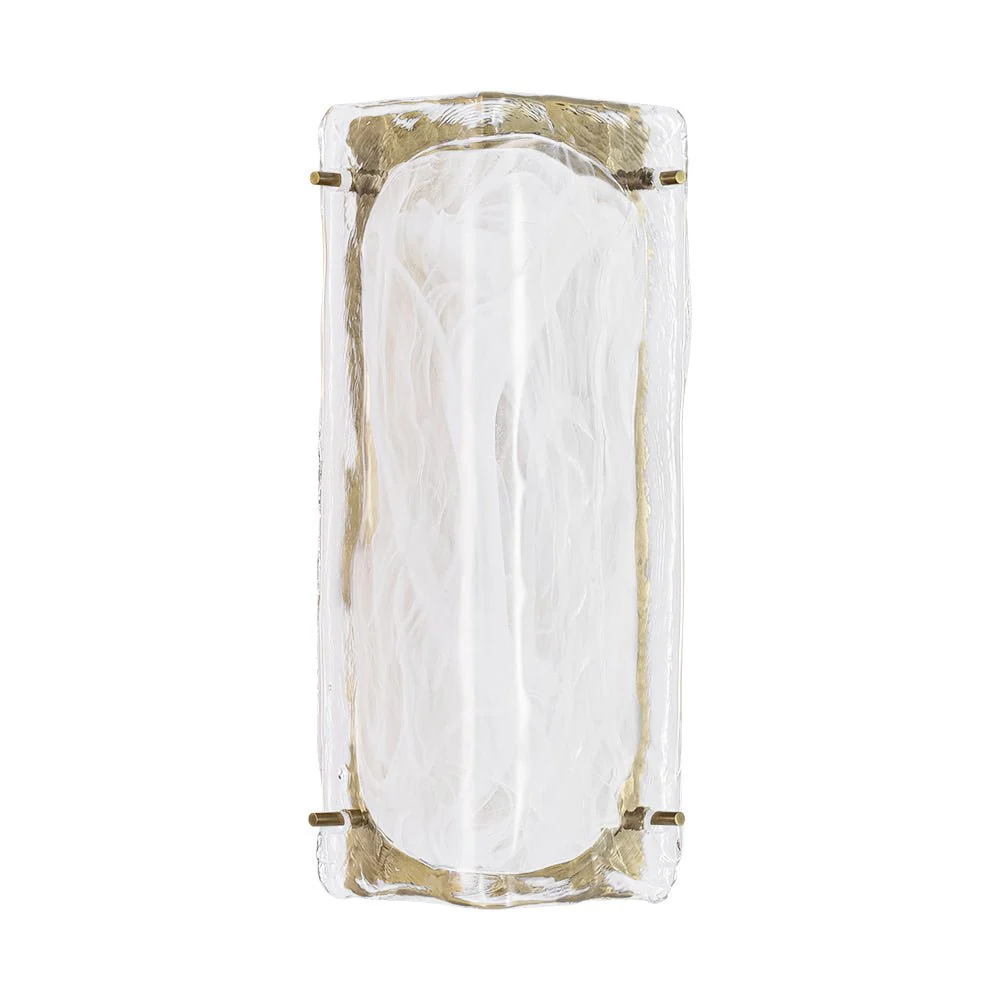 Mid-Century Brass White Glazed Glass Linear Wall Sconce - Image 10