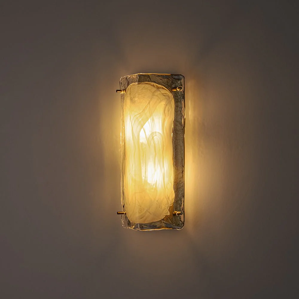 Mid-Century Brass White Glazed Glass Linear Wall Sconce - Image 13