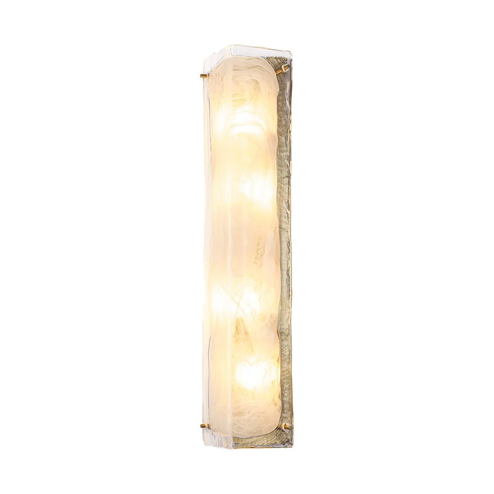 Mid-Century Brass White Glazed Glass Linear Wall Sconce - Image 17