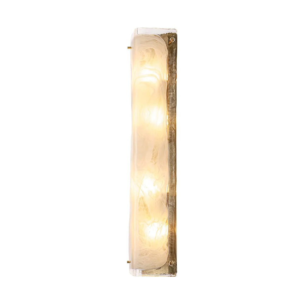 Mid-Century Brass White Glazed Glass Linear Wall Sconce - Image 18