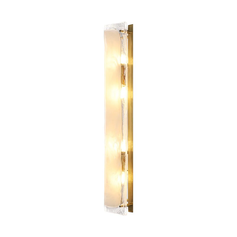 Mid-Century Brass White Glazed Glass Linear Wall Sconce - Image 19