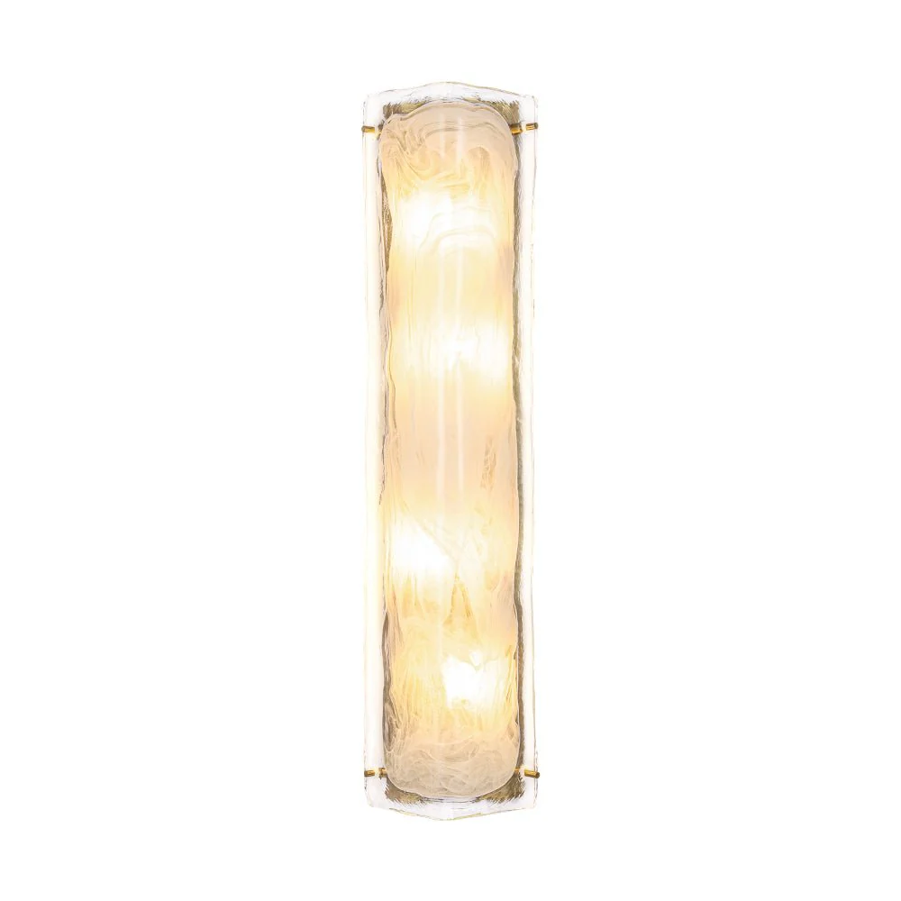 Mid-Century Brass White Glazed Glass Linear Wall Sconce - Image 20