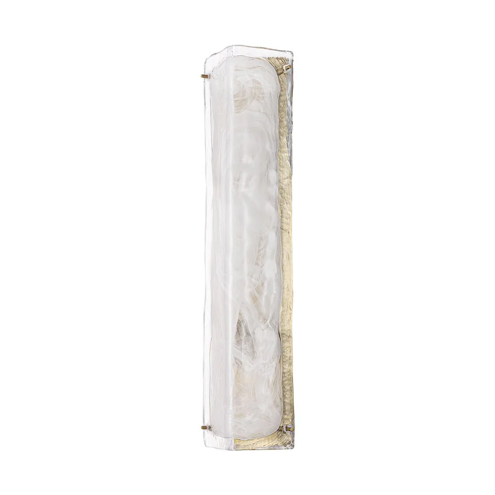Mid-Century Brass White Glazed Glass Linear Wall Sconce - Image 22