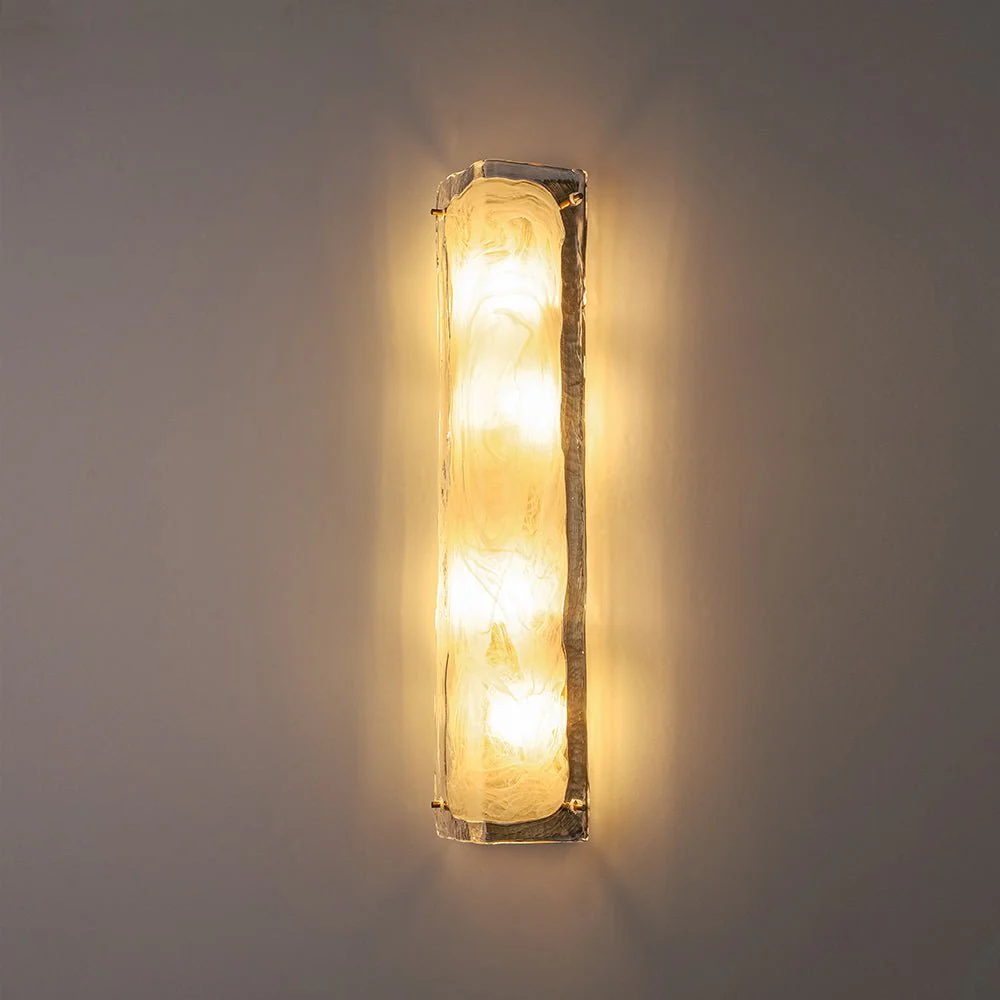 Mid-Century Brass White Glazed Glass Linear Wall Sconce - Image 24