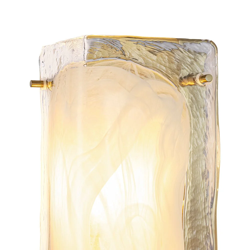 Mid-Century Brass White Glazed Glass Linear Wall Sconce - Image 26