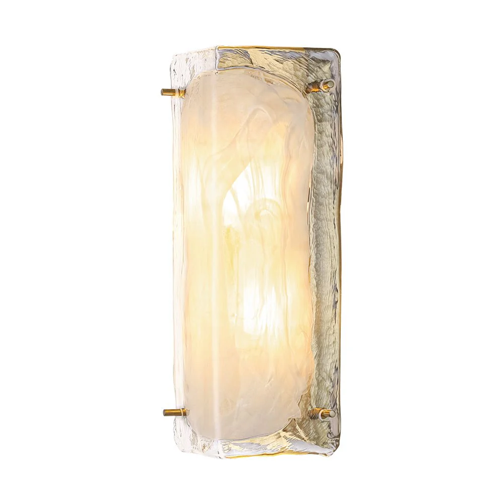 Mid-Century Brass White Glazed Glass Linear Wall Sconce - Image 5