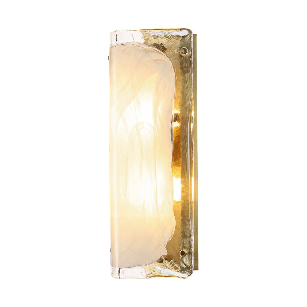 Mid-Century Brass White Glazed Glass Linear Wall Sconce - Image 6