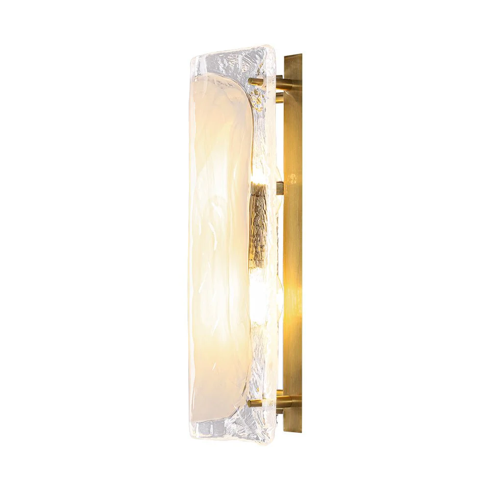 Mid-Century Brass White Glazed Glass Linear Wall Sconce - Image 7