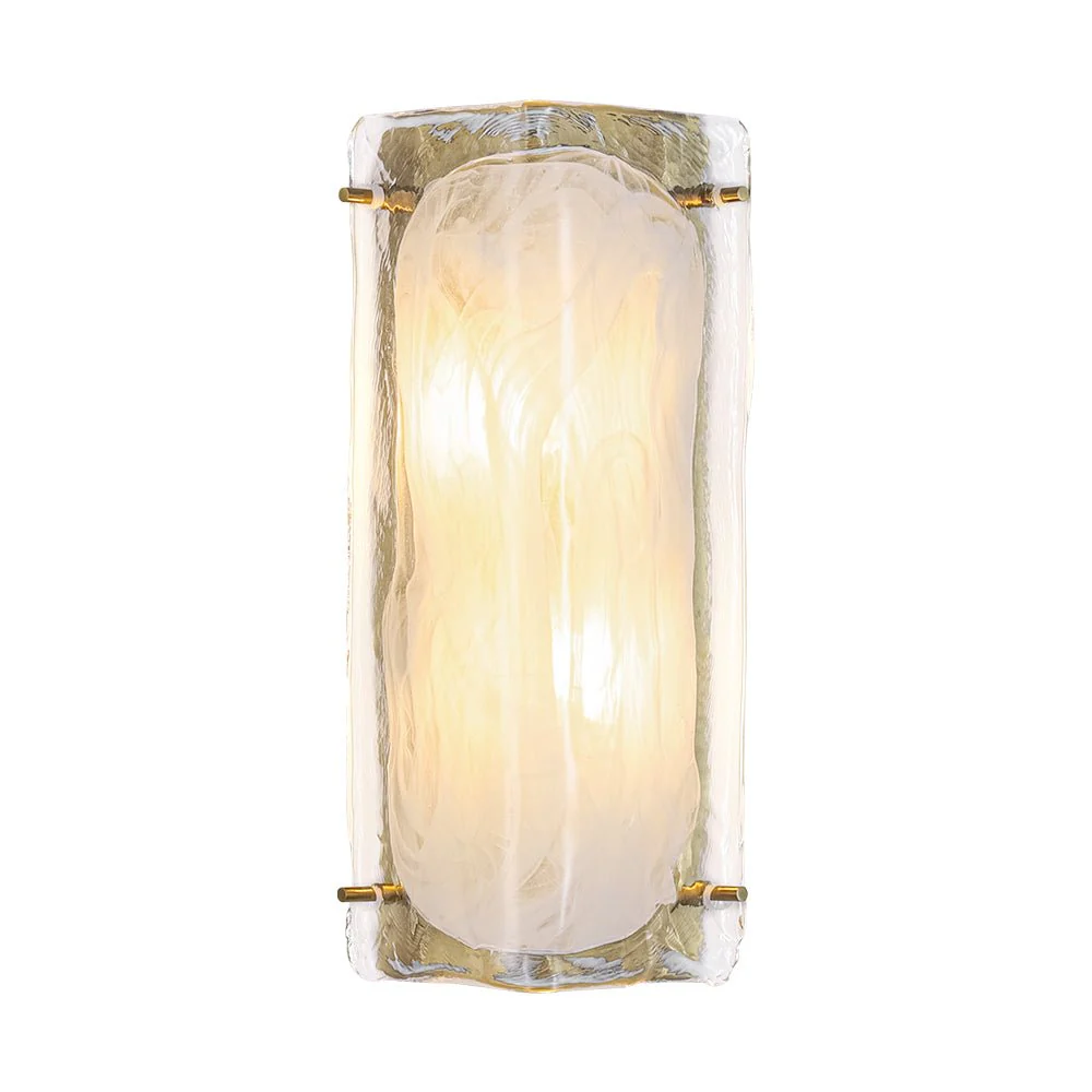 Mid-Century Brass White Glazed Glass Linear Wall Sconce - Image 8
